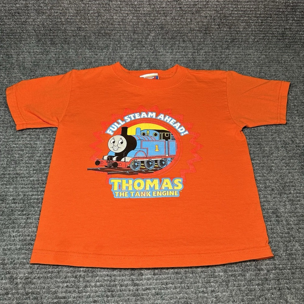 Vintage Y2K Thomas‎ The Train Shirt Youth Size 4 Orange Short Sleeve